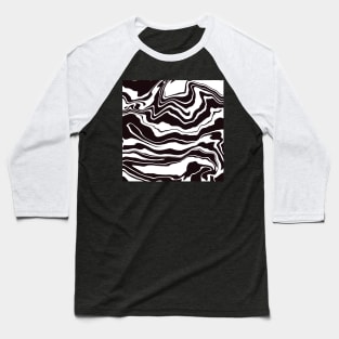 Black and White Marble Swirls Abstract Art Design Baseball T-Shirt